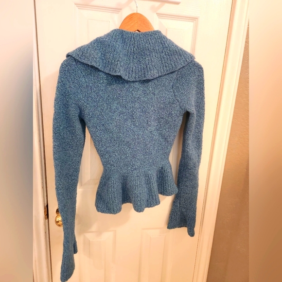 MODA - turqouise cardigan pepplum long sleeve sweater - Picture 3 of 4